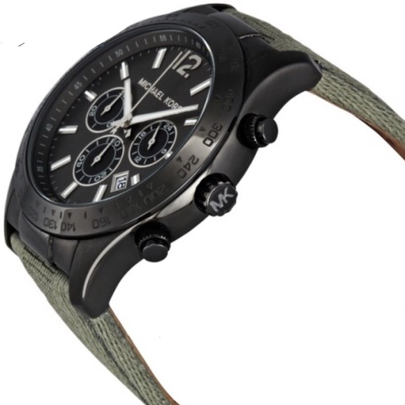 Nwt MICHAEL KORS LAYTON NYLON CHRONOGRAPH WATCH - Picture 2 of 4